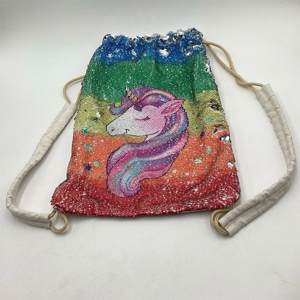 LURICO Unicorn Sequin Drawstring Bag Large Multicolor Kids‎ Backpack